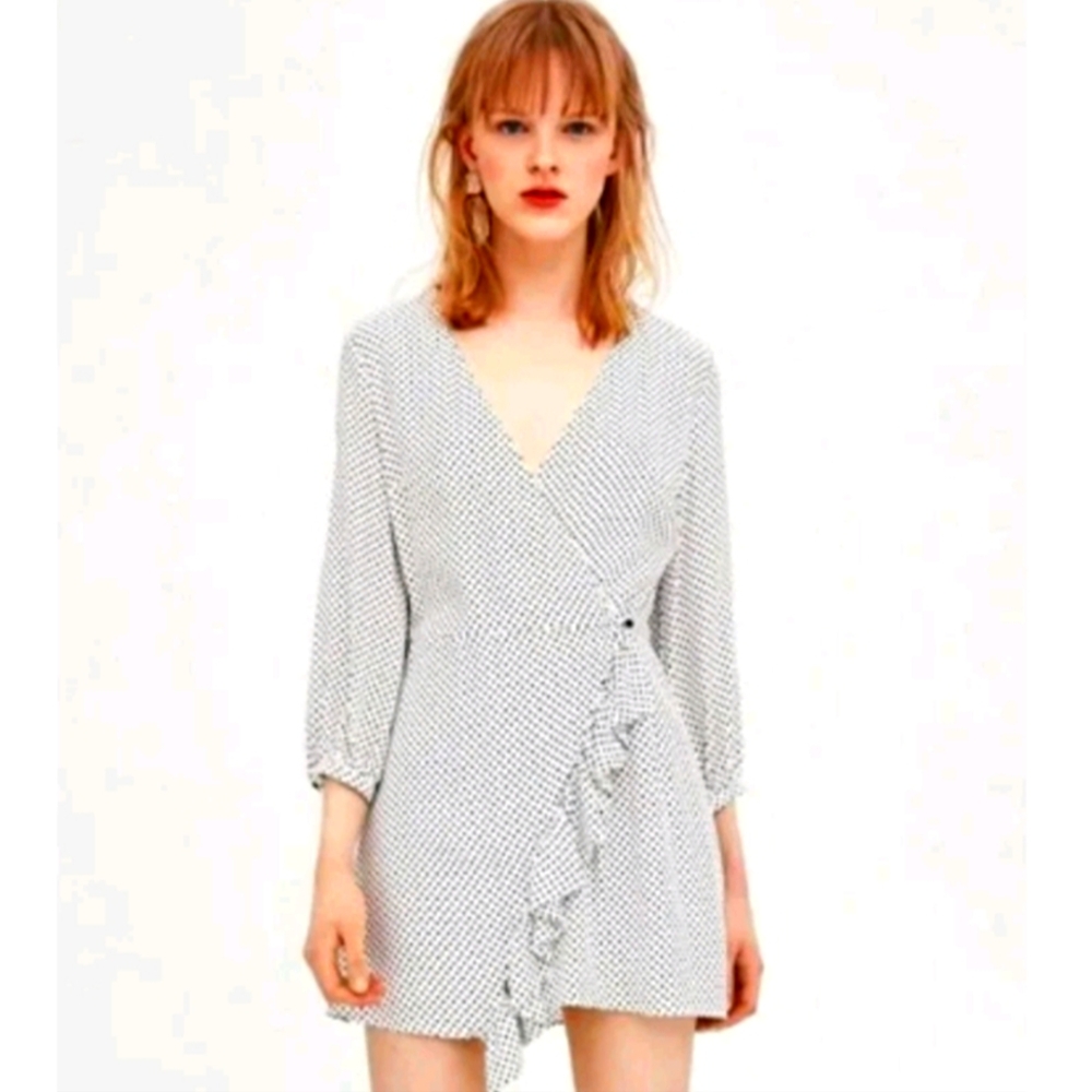 Zara trf Collection Polka Dot Ruffle Romper Size L